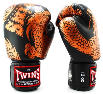Боксерские перчатки Twins Special с рисунком (FBGV-49 copper/black)